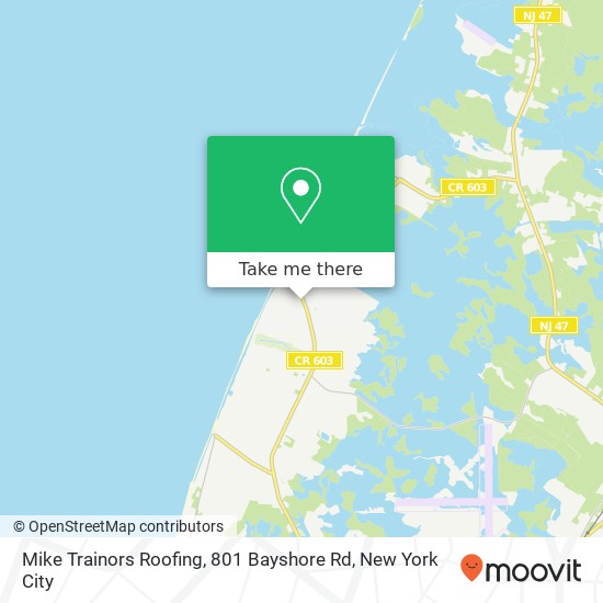 Mike Trainors Roofing, 801 Bayshore Rd map