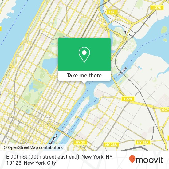 Mapa de E 90th St (90th street east end), New York, NY 10128