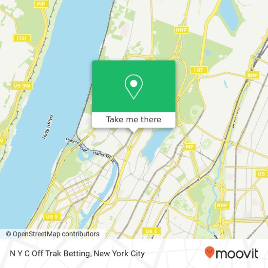 Mapa de N Y C Off Trak Betting