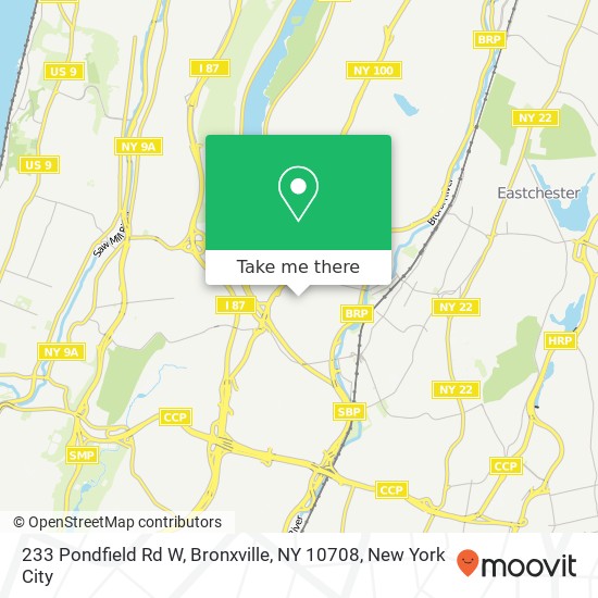 Mapa de 233 Pondfield Rd W, Bronxville, NY 10708