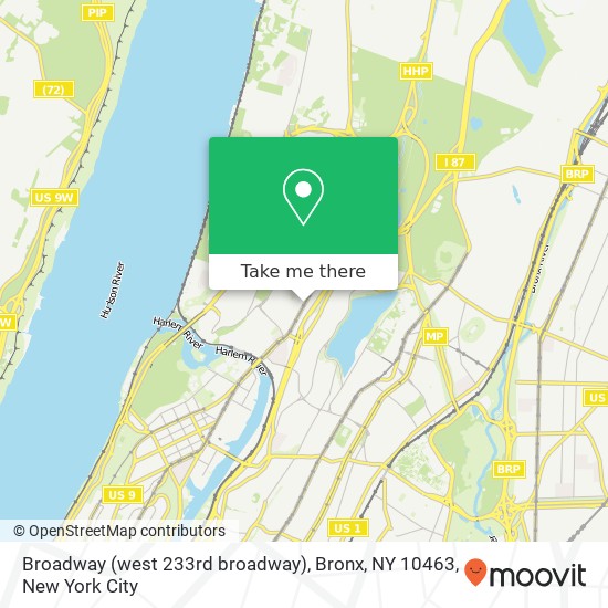 Mapa de Broadway (west 233rd broadway), Bronx, NY 10463