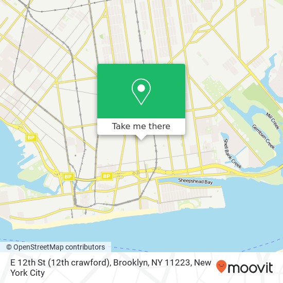Mapa de E 12th St (12th crawford), Brooklyn, NY 11223