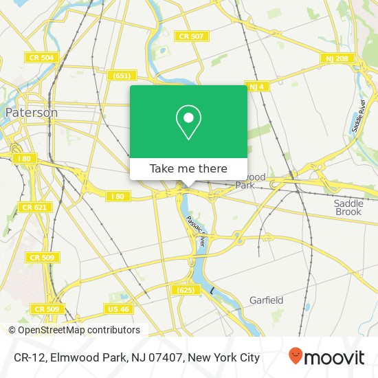Mapa de CR-12, Elmwood Park, NJ 07407