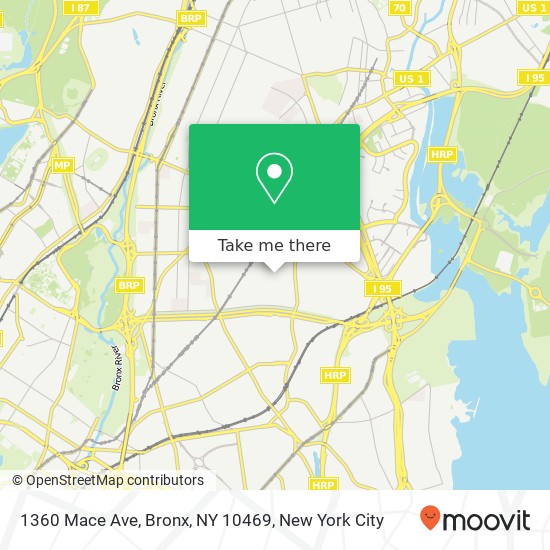 Mapa de 1360 Mace Ave, Bronx, NY 10469
