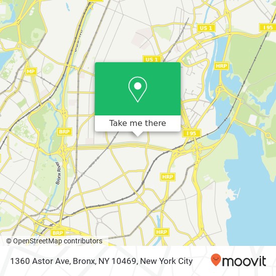 Mapa de 1360 Astor Ave, Bronx, NY 10469