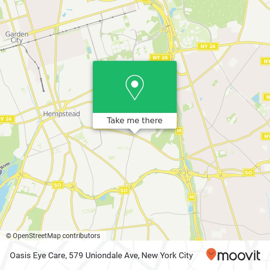 Mapa de Oasis Eye Care, 579 Uniondale Ave