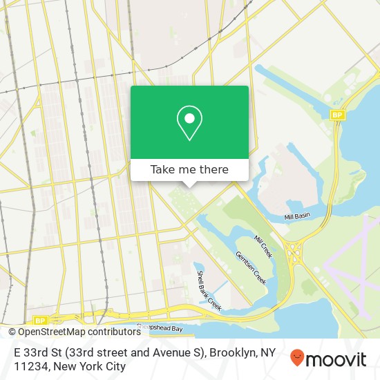 Mapa de E 33rd St (33rd street and Avenue S), Brooklyn, NY 11234