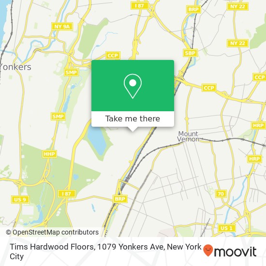 Mapa de Tims Hardwood Floors, 1079 Yonkers Ave