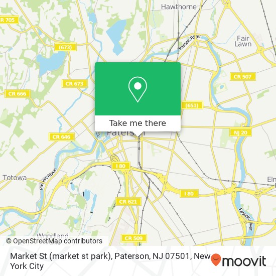 Mapa de Market St (market st park), Paterson, NJ 07501