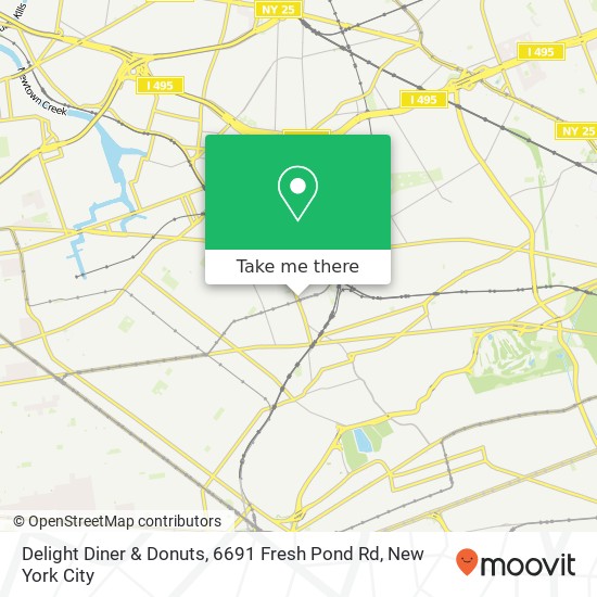 Mapa de Delight Diner & Donuts, 6691 Fresh Pond Rd