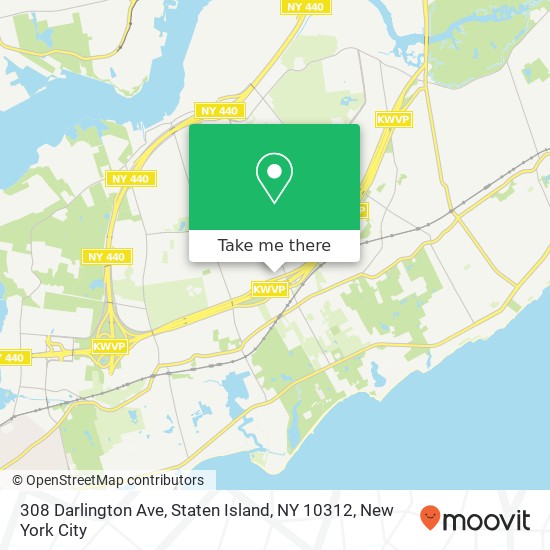 Mapa de 308 Darlington Ave, Staten Island, NY 10312