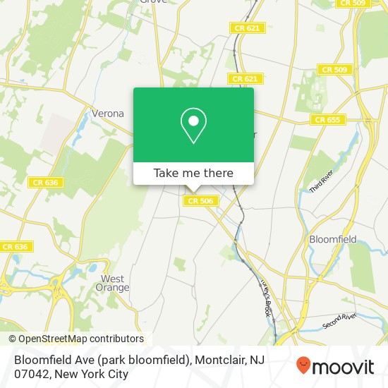 Mapa de Bloomfield Ave (park bloomfield), Montclair, NJ 07042