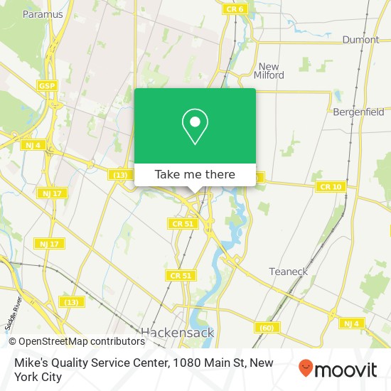 Mapa de Mike's Quality Service Center, 1080 Main St