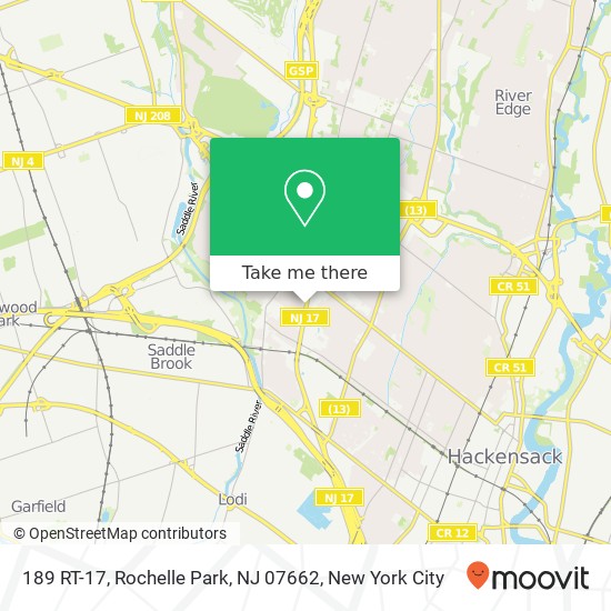 Mapa de 189 RT-17, Rochelle Park, NJ 07662