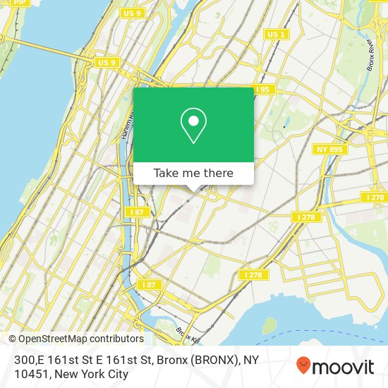 Mapa de 300,E 161st St E 161st St, Bronx (BRONX), NY 10451