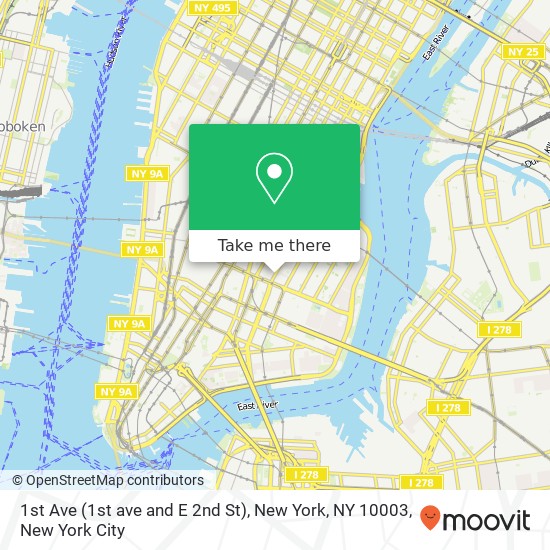 Mapa de 1st Ave (1st ave and E 2nd St), New York, NY 10003