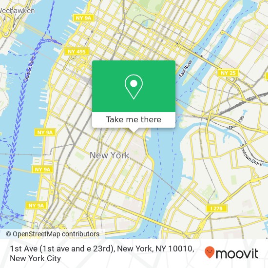 Mapa de 1st Ave (1st ave and e 23rd), New York, NY 10010