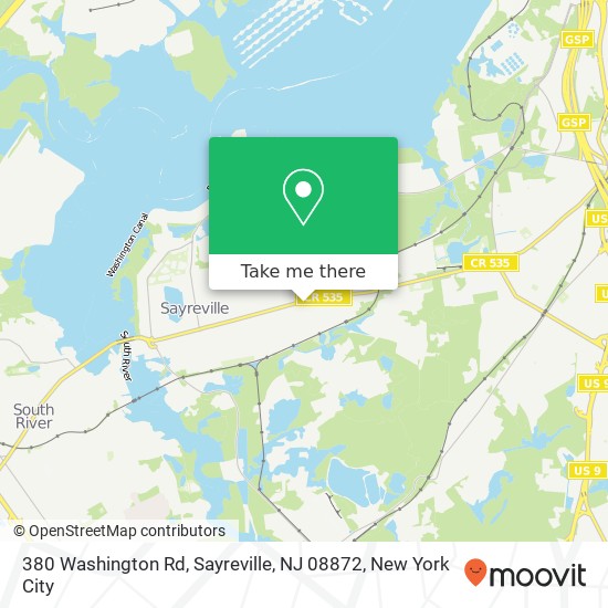 Mapa de 380 Washington Rd, Sayreville, NJ 08872
