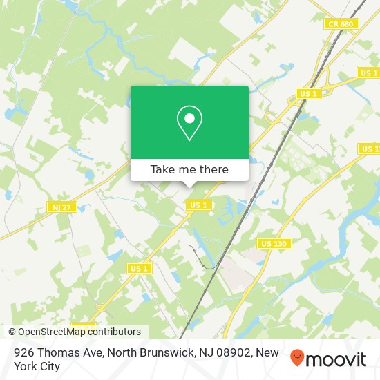 Mapa de 926 Thomas Ave, North Brunswick, NJ 08902