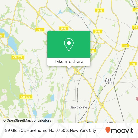 Mapa de 89 Glen Ct, Hawthorne, NJ 07506