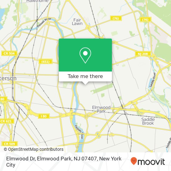 Mapa de Elmwood Dr, Elmwood Park, NJ 07407