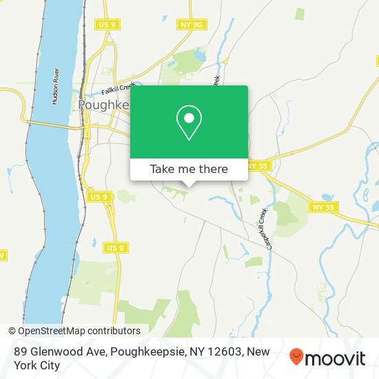 Mapa de 89 Glenwood Ave, Poughkeepsie, NY 12603