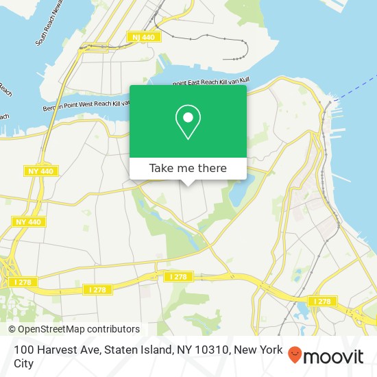 Mapa de 100 Harvest Ave, Staten Island, NY 10310