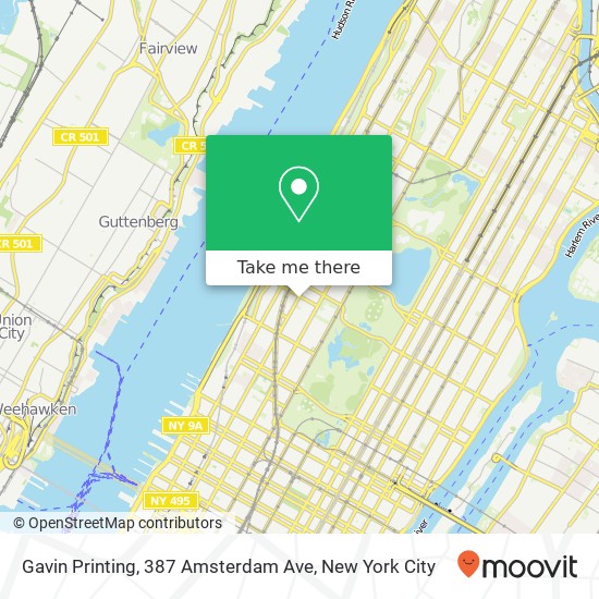 Mapa de Gavin Printing, 387 Amsterdam Ave