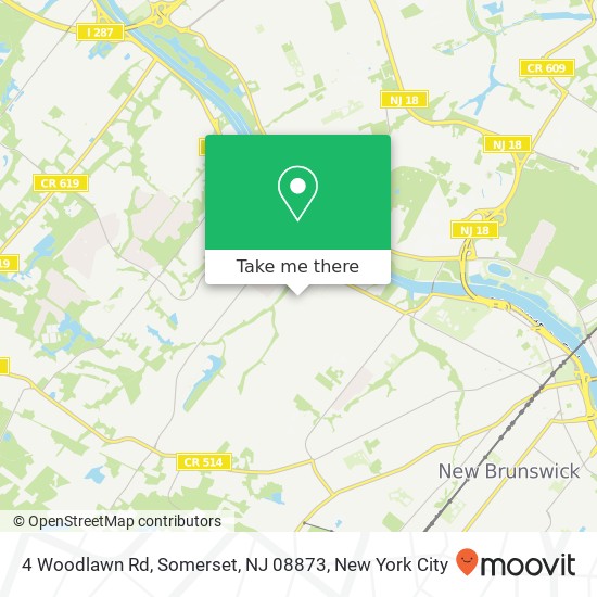 Mapa de 4 Woodlawn Rd, Somerset, NJ 08873