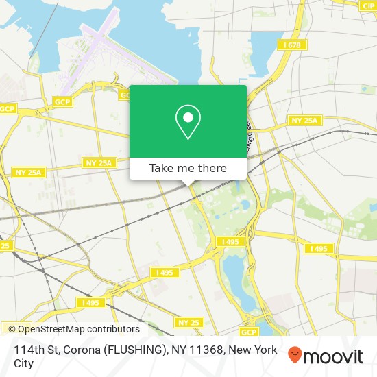 Mapa de 114th St, Corona (FLUSHING), NY 11368