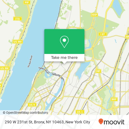 Mapa de 290 W 231st St, Bronx, NY 10463
