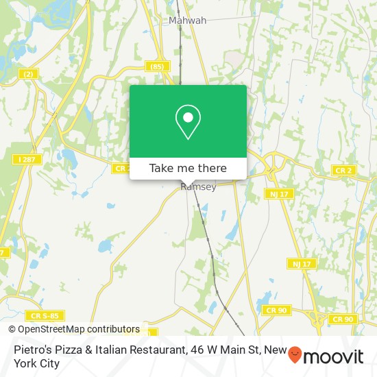 Mapa de Pietro's Pizza & Italian Restaurant, 46 W Main St