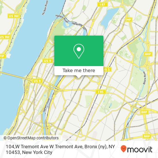 Mapa de 104,W Tremont Ave W Tremont Ave, Bronx (ny), NY 10453