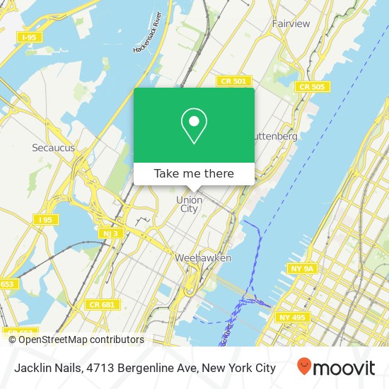 Mapa de Jacklin Nails, 4713 Bergenline Ave