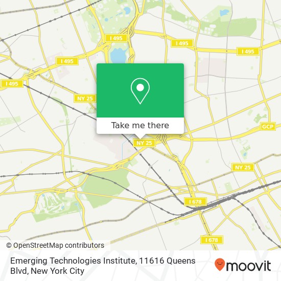 Mapa de Emerging Technologies Institute, 11616 Queens Blvd