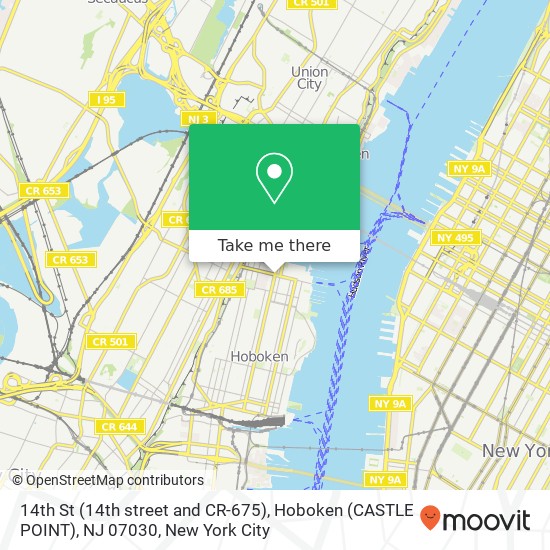 14th St (14th street and CR-675), Hoboken (CASTLE POINT), NJ 07030 map