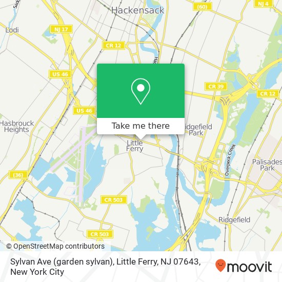 Mapa de Sylvan Ave (garden sylvan), Little Ferry, NJ 07643