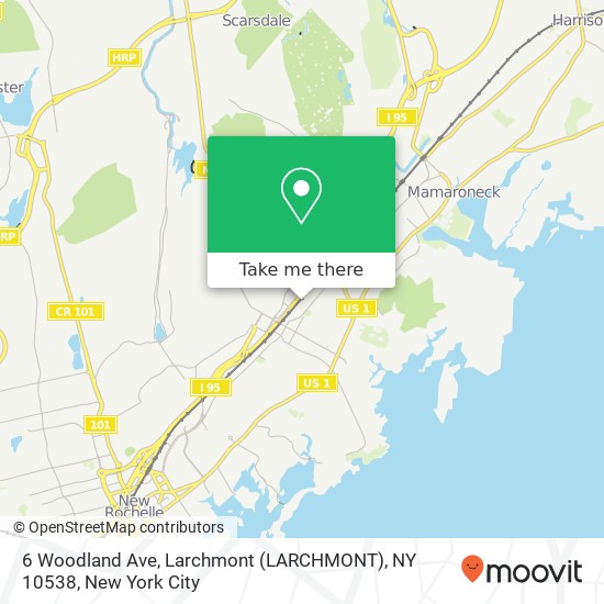 Mapa de 6 Woodland Ave, Larchmont (LARCHMONT), NY 10538