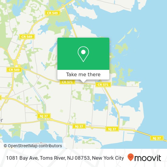 Mapa de 1081 Bay Ave, Toms River, NJ 08753
