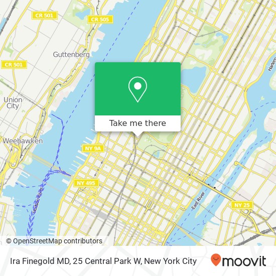 Mapa de Ira Finegold MD, 25 Central Park W