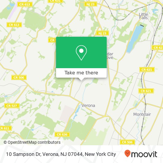 Mapa de 10 Sampson Dr, Verona, NJ 07044