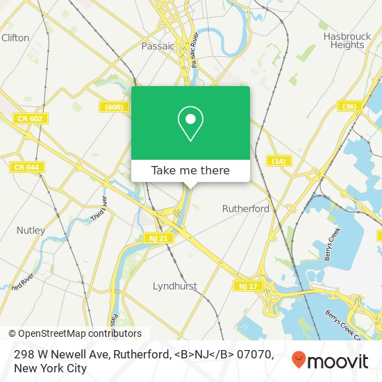 298 W Newell Ave, Rutherford, <B>NJ< / B> 07070 map