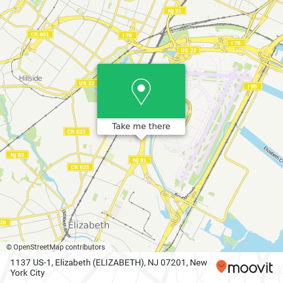 Mapa de 1137 US-1, Elizabeth (ELIZABETH), NJ 07201