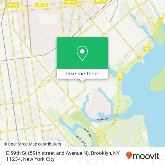 Mapa de E 59th St (59th street and Avenue N), Brooklyn, NY 11234