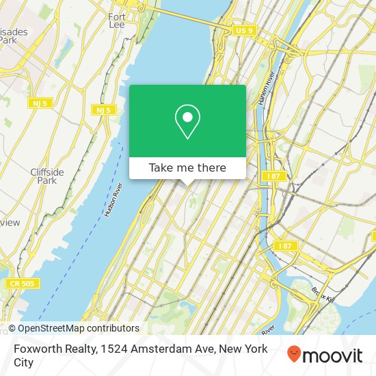 Mapa de Foxworth Realty, 1524 Amsterdam Ave