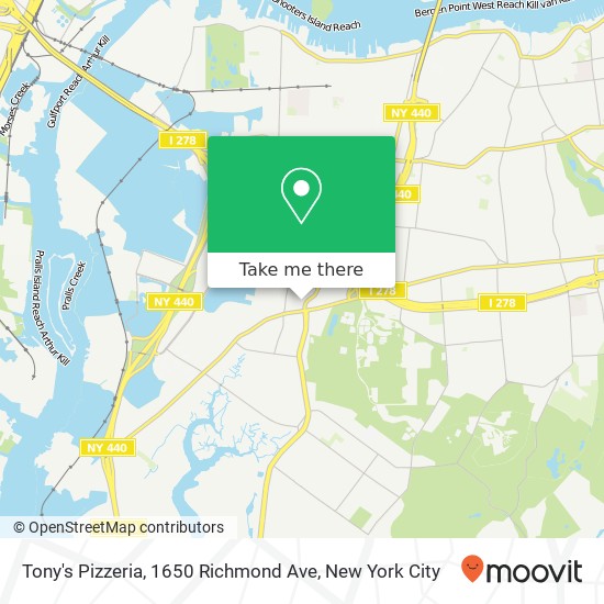 Mapa de Tony's Pizzeria, 1650 Richmond Ave