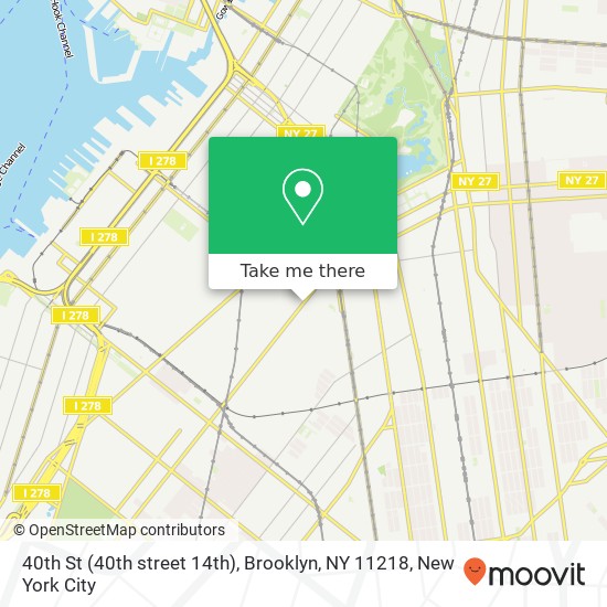 Mapa de 40th St (40th street 14th), Brooklyn, NY 11218