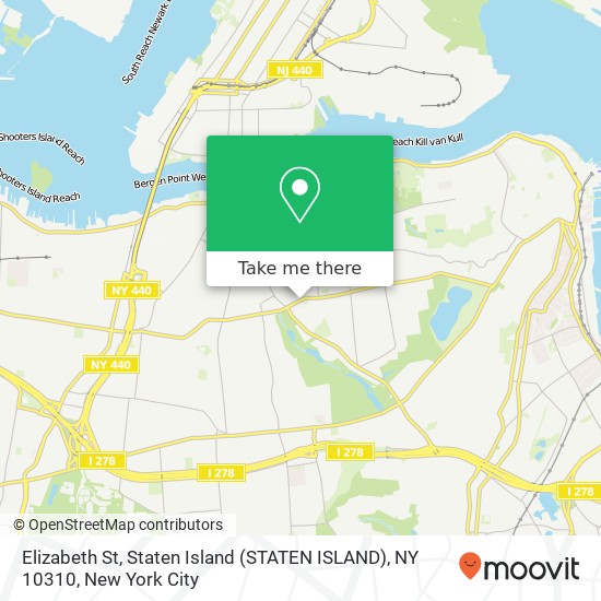 Mapa de Elizabeth St, Staten Island (STATEN ISLAND), NY 10310
