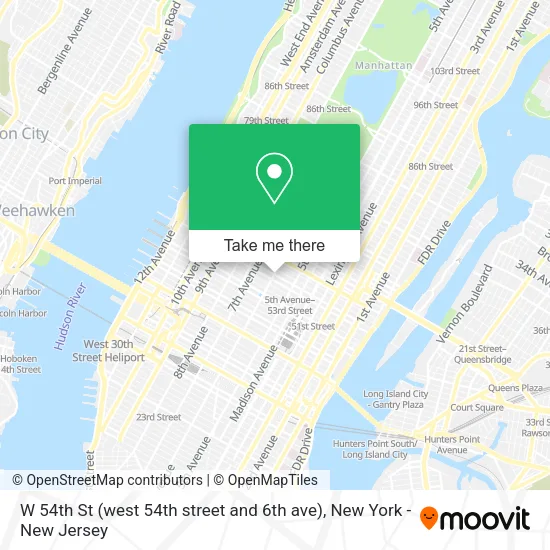W 54th St (west 54th street and 6th ave) map