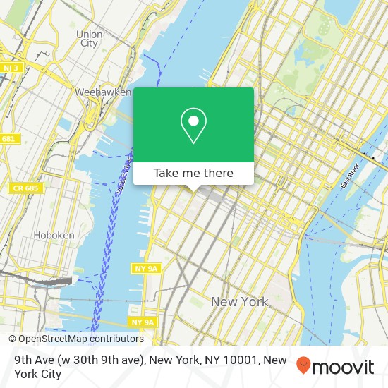 Mapa de 9th Ave (w 30th 9th ave), New York, NY 10001